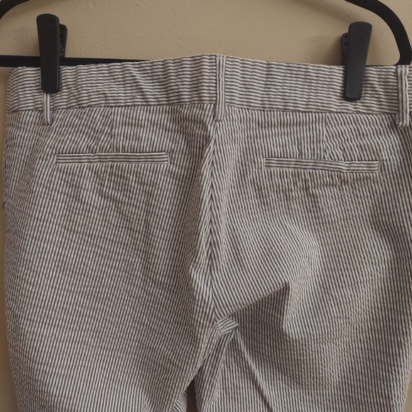 DALIA Seersucker Pinstriped Cropped Mid Rise Pants - Picture 7 of 11